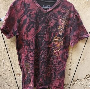 Affliction Men's Red and Black Dragon Tee by Horiyoshi !!!